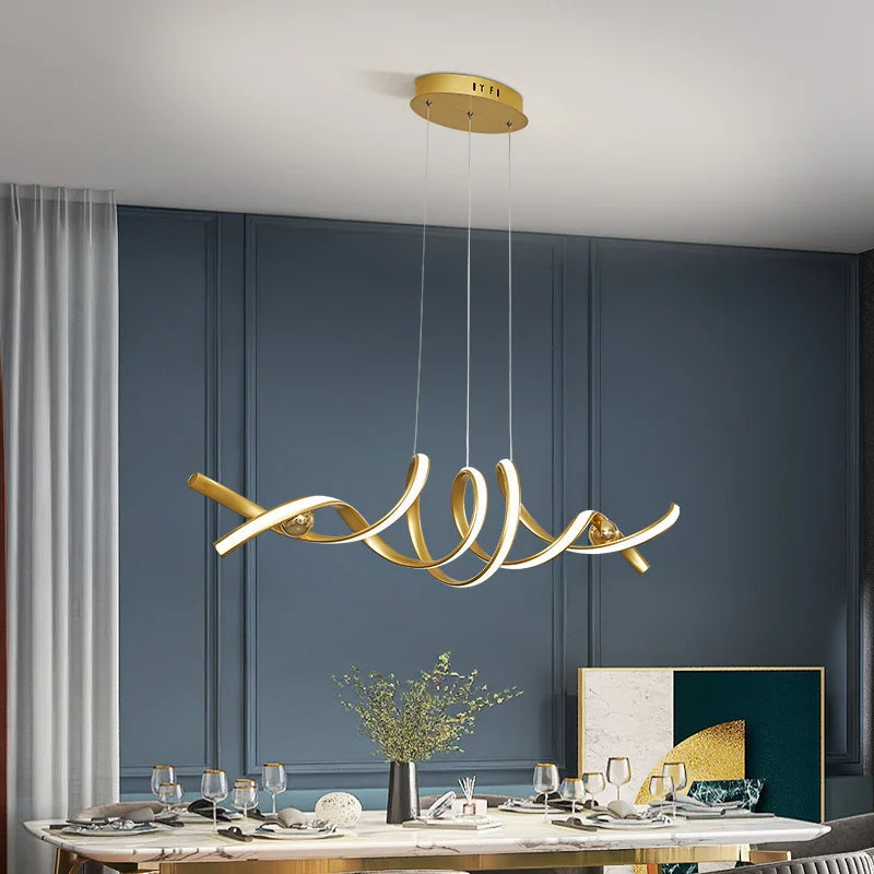 Lustre Pendente Linear Minimalista em Ondas