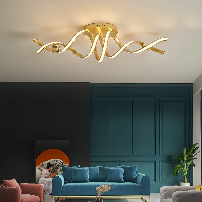 Lustre Pendente Linear Minimalista em Ondas
