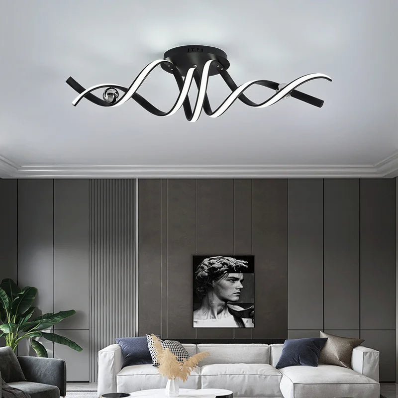 Lustre Pendente Linear Minimalista em Ondas