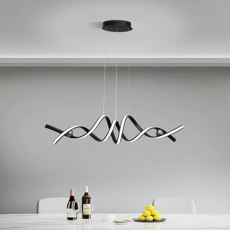 Lustre Pendente Linear Minimalista em Ondas