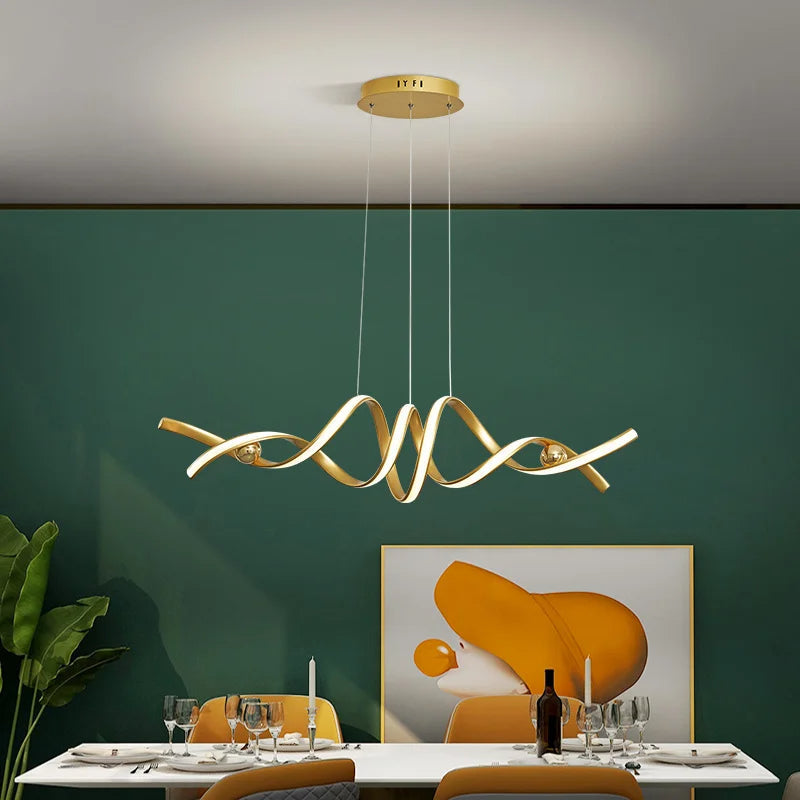 Lustre Pendente Linear Minimalista em Ondas