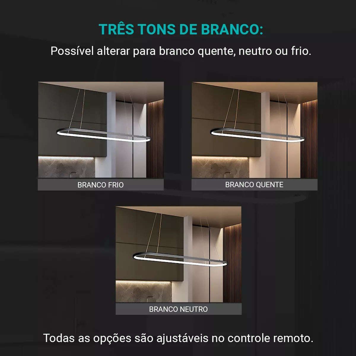Lustre Pendente Moderno com Controle Remoto - Modelo Vallbona