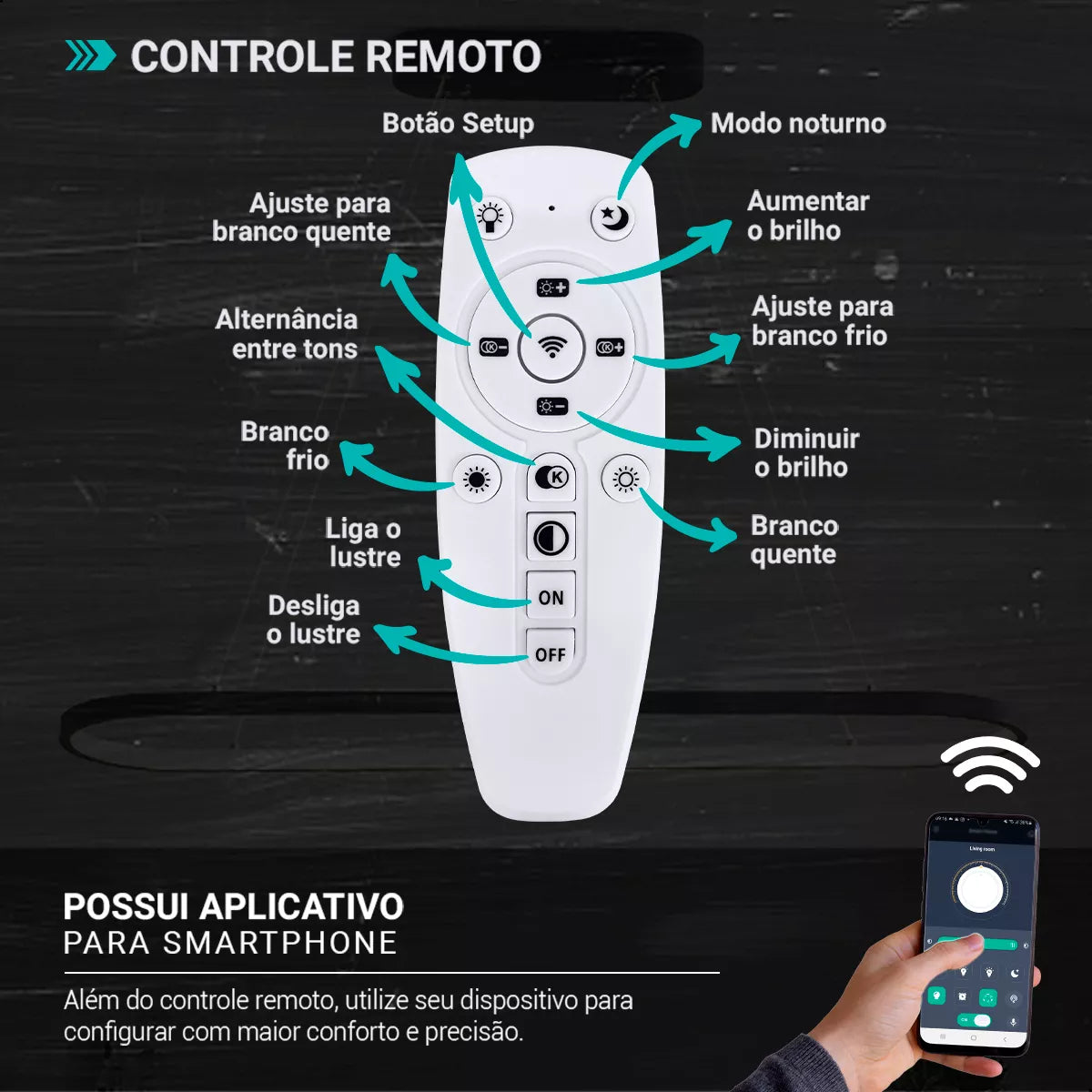 Lustre Pendente Moderno com Controle Remoto - Modelo Vallbona