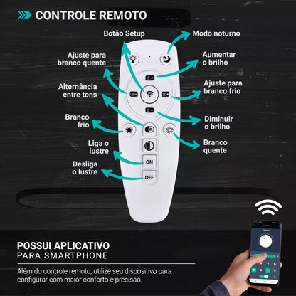 Lustre Pendente Moderno com Controle Remoto - Modelo Vallbona