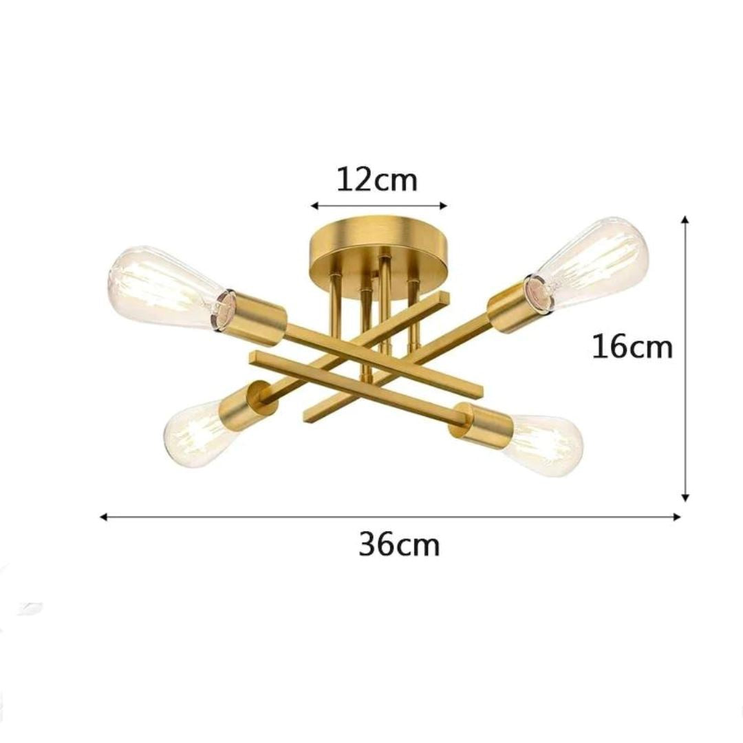 Lustre de Teto Industrial Moderno Dourado - Luminária Decorativa
