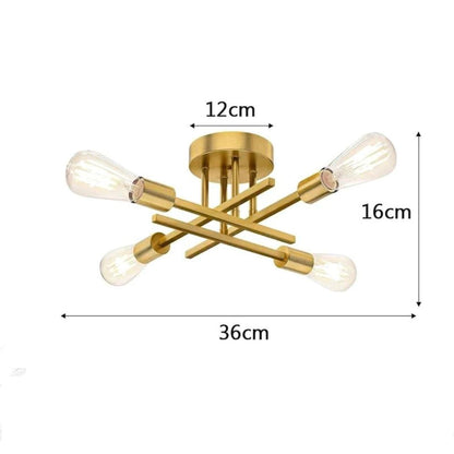 Lustre de Teto Industrial Moderno Dourado - Luminária Decorativa