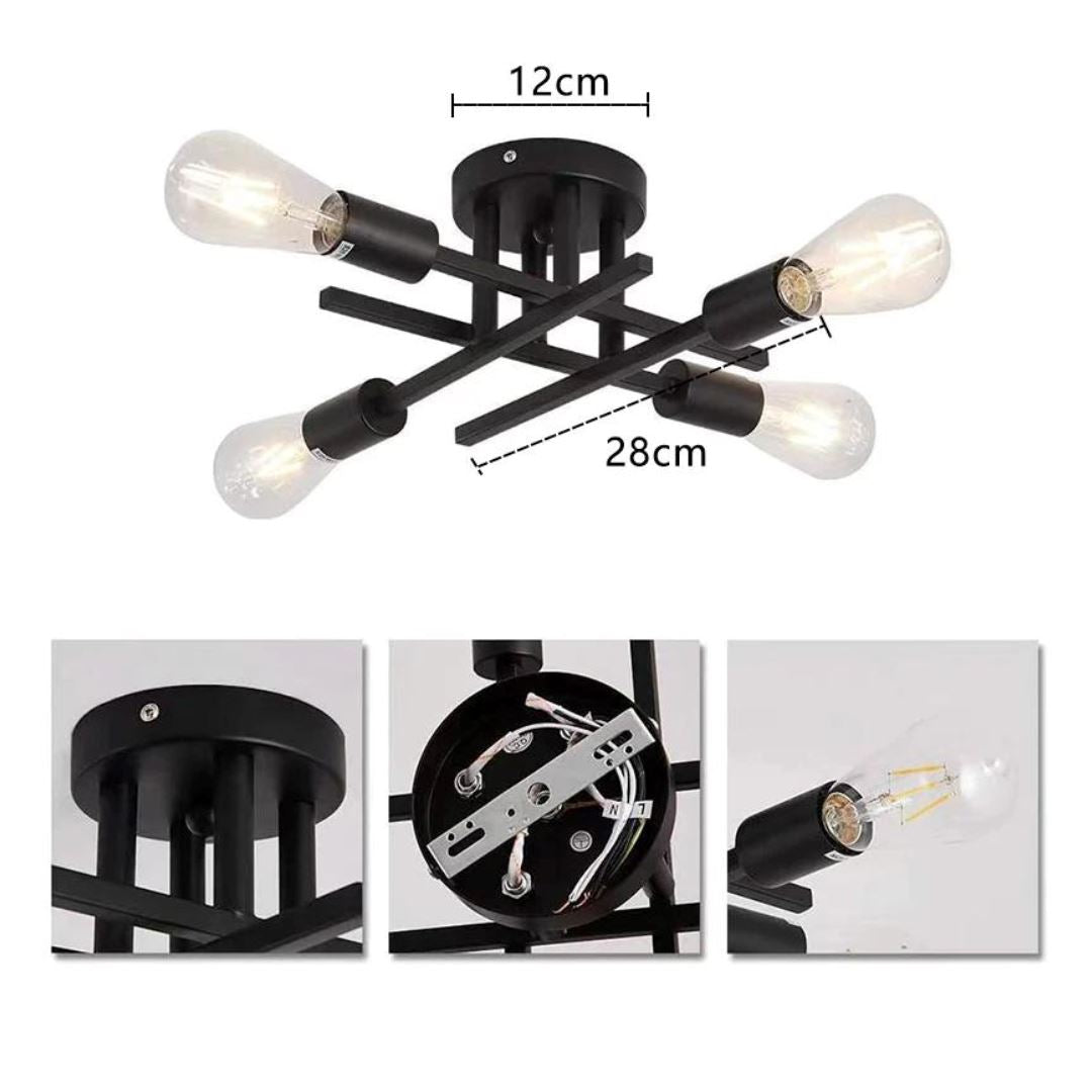 Lustre de Teto Industrial Moderno - Luminária Elegante para Ambientes Contemporâneos