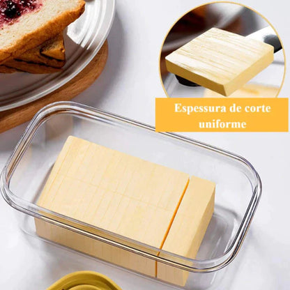 Manteigueira com Fatiador de Inox - Prática e Elegante