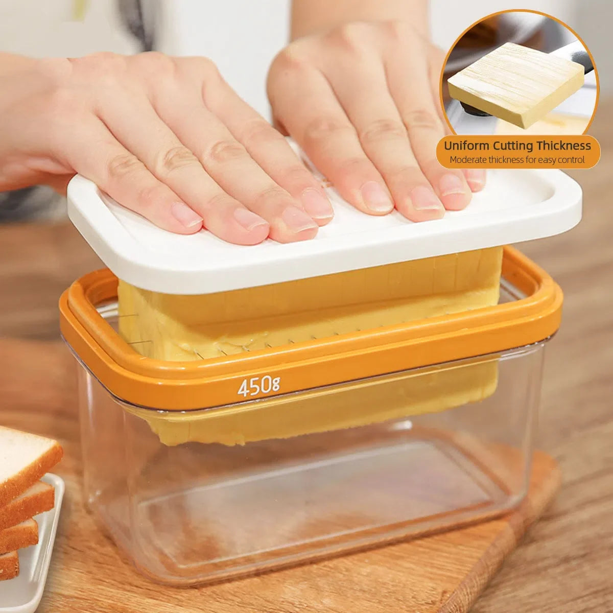 Manteigueira com Fatiador de Inox - Prática e Elegante