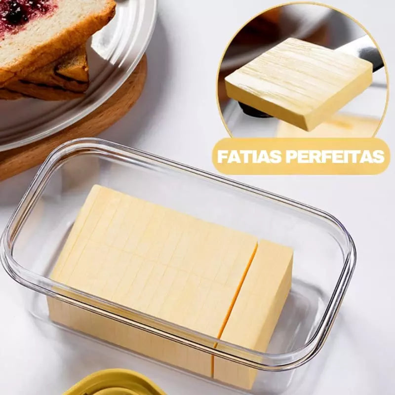 Manteigueira com Fatiador e Tampa para Manteiga - Prática e Elegante