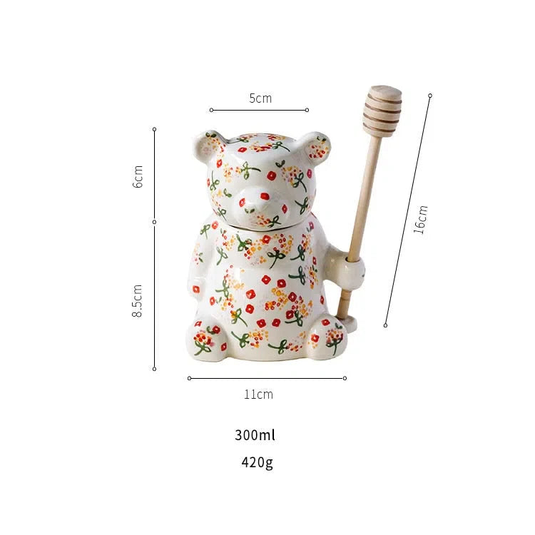 Meladeira de Cerâmica Urso Doce - Feita à Mão, Ideal para Servir Mel