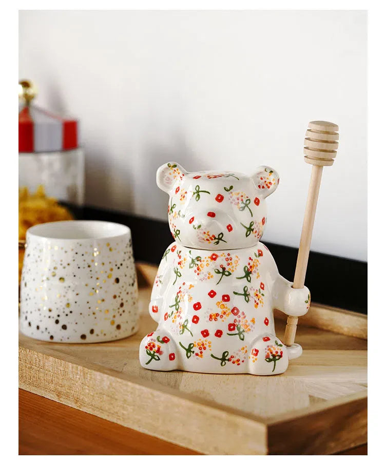 Meladeira de Cerâmica Urso Doce - Feita à Mão, Ideal para Servir Mel