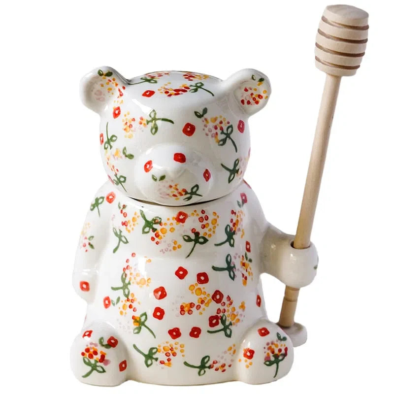 Meladeira de Cerâmica Urso Doce - Feita à Mão, Ideal para Servir Mel