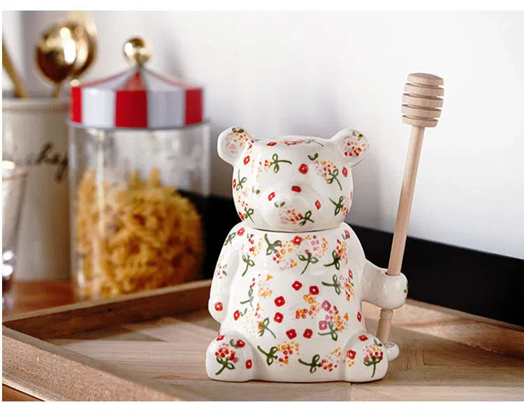 Meladeira de Cerâmica Urso Doce - Feita à Mão, Ideal para Servir Mel