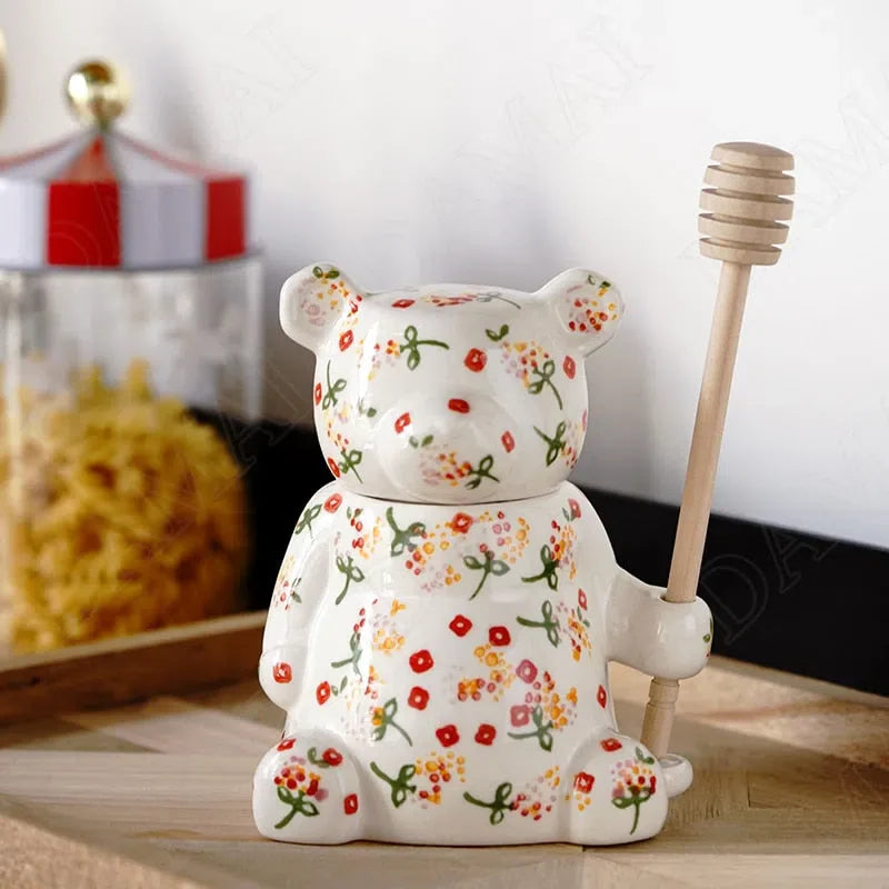 Meladeira de Cerâmica Urso Doce - Feita à Mão, Ideal para Servir Mel