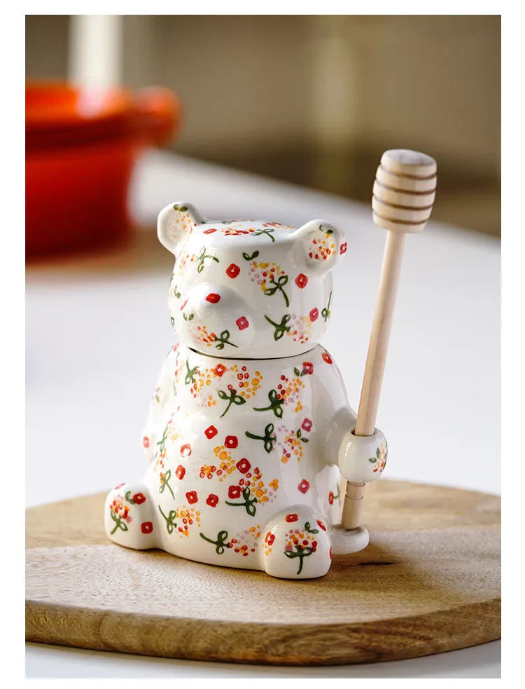 Meladeira de Cerâmica Urso Doce - Feita à Mão, Ideal para Servir Mel