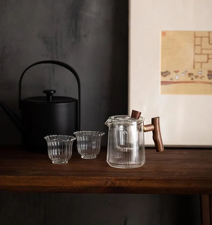 Mini Bule Canelado com Infusor de Chá - Acessório para Preparo de Bebidas