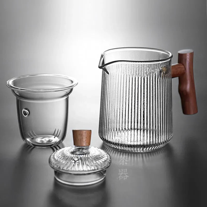 Mini Bule Canelado com Infusor de Chá - Acessório para Preparo de Bebidas