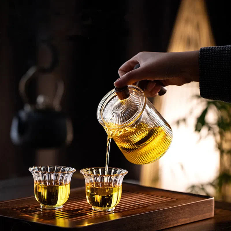 Mini Bule Canelado com Infusor de Chá - Acessório para Preparo de Bebidas