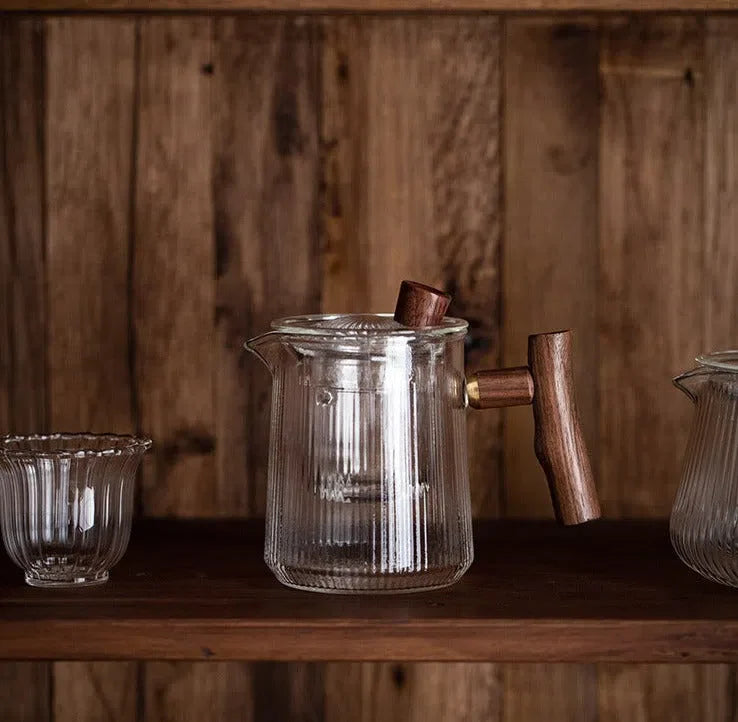Mini Bule Canelado com Infusor de Chá - Acessório para Preparo de Bebidas