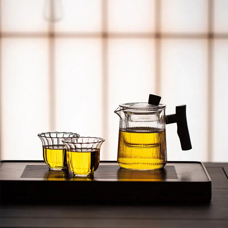 Mini Bule Canelado com Infusor de Chá - Acessório para Preparo de Bebidas