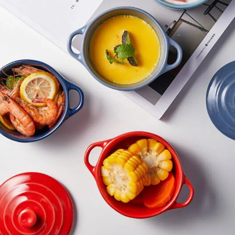Mini Caçarola de Cerâmica para Cozinha - Utensílio de Cozimento Compacto
