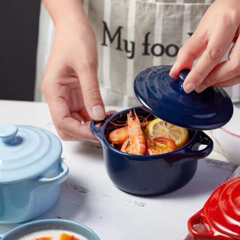 Mini Caçarola de Cerâmica para Cozinha - Utensílio de Cozimento Compacto