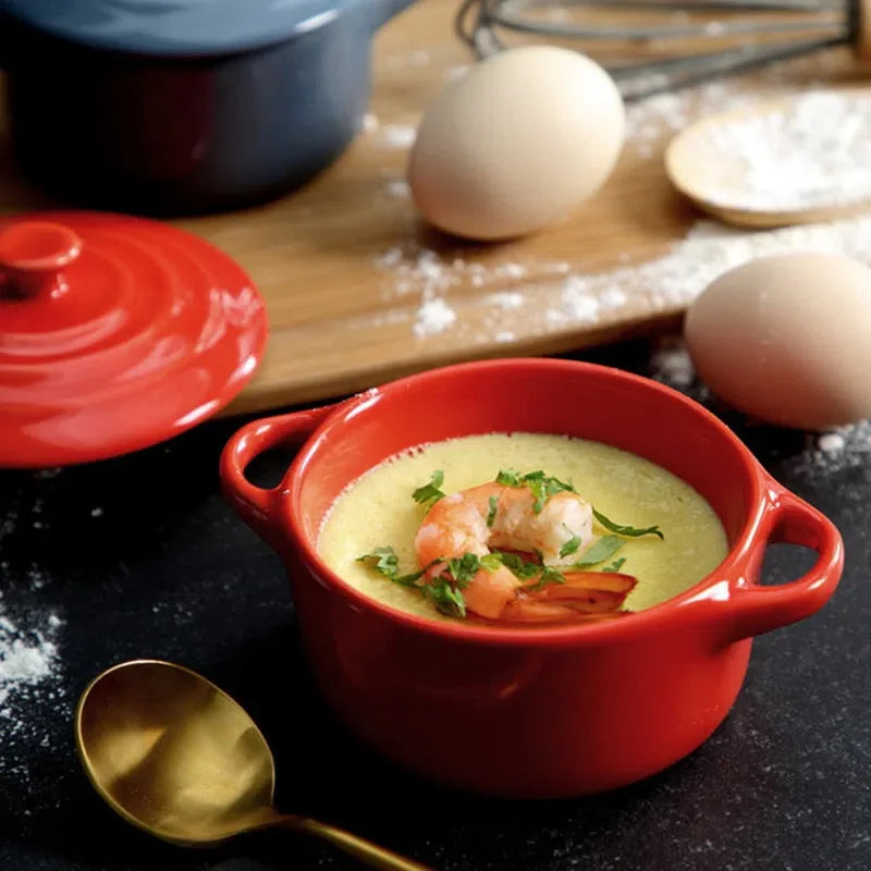 Mini Caçarola de Cerâmica para Cozinha - Utensílio de Cozimento Compacto