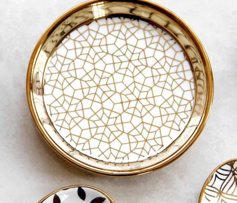 Mini Prato em Cerâmica Dourado em Forma de Coração