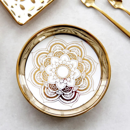 Mini Prato em Cerâmica Dourado em Forma de Coração