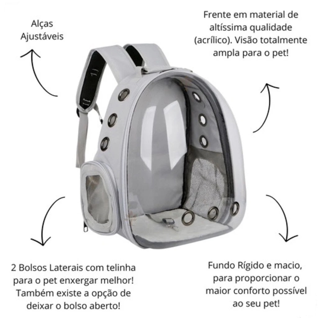 Mochila de Transporte Transparente para Gatos con Ventanas de Visibilidad