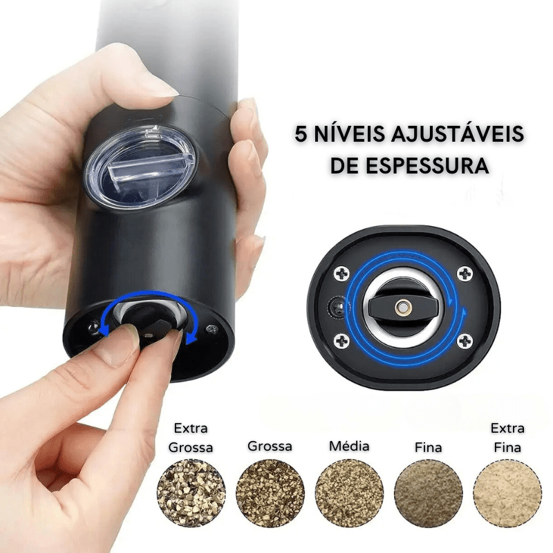 Moedor Elétrico de Pimenta e Sal do Himalaia - Utensílio de Cozinha para Temperos