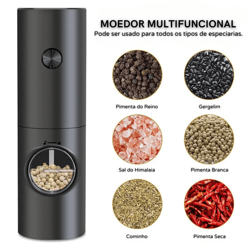 Moedor Elétrico de Pimenta e Sal do Himalaia - Utensílio de Cozinha para Temperos