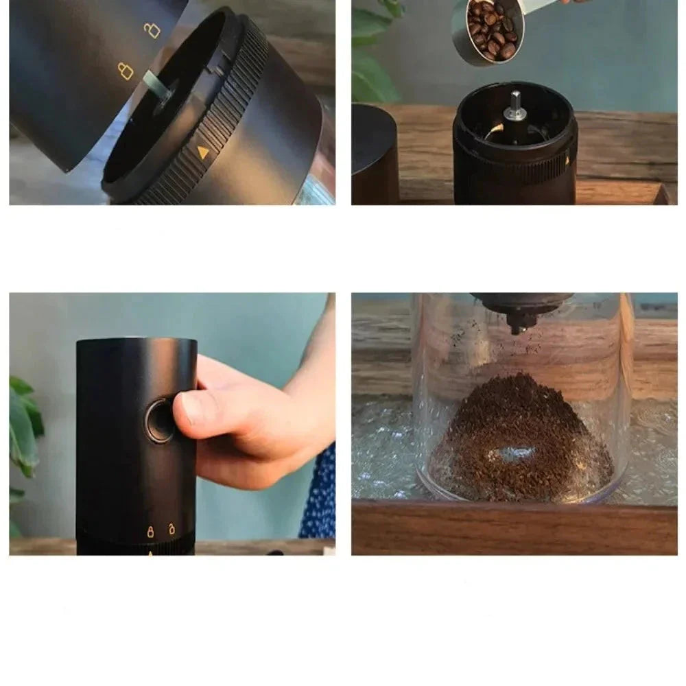 Moedor de Café Elétrico Portátil Recarregável com Lâminas de Aço Inoxidável