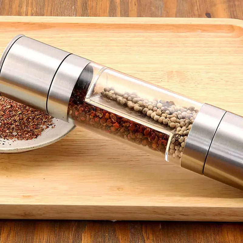 Moedor de Pimenta e Temperos Manual Inox 2 em 1 - Utensílio de Cozinha Multifuncional