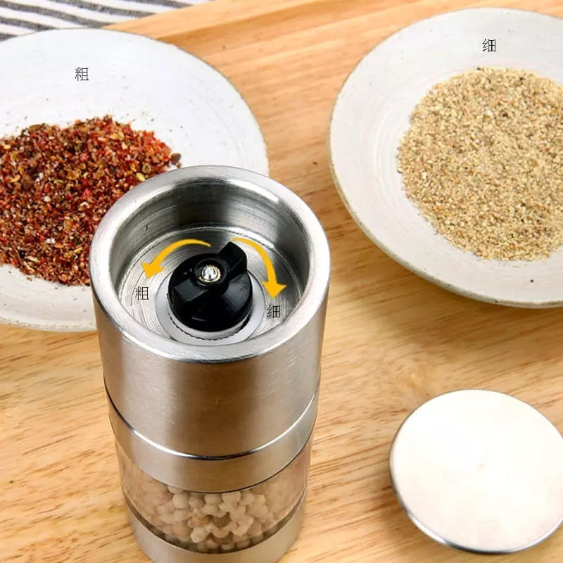 Moedor de Pimenta e Temperos Manual Inox 2 em 1 - Utensílio de Cozinha Multifuncional
