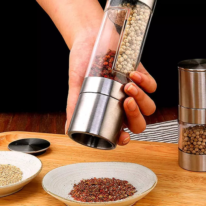 Moedor de Pimenta e Temperos Manual Inox 2 em 1 - Utensílio de Cozinha Multifuncional