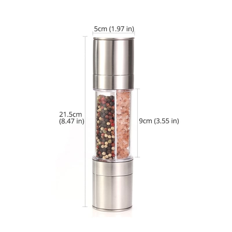 Moedor de Pimenta e Temperos Manual Inox 2 em 1 - Utensílio de Cozinha Multifuncional