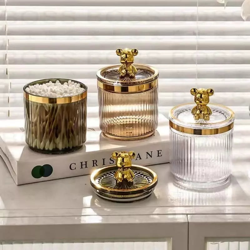 Organizador Acrílico para Cotonetes e Algodão - Armazenamento Prático e Elegante