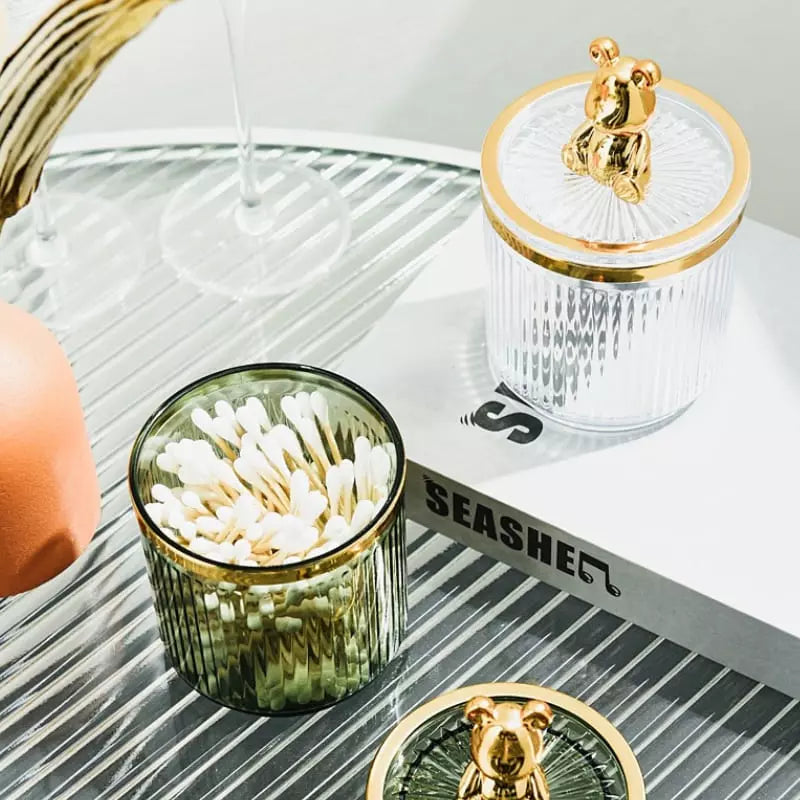 Organizador Acrílico para Cotonetes e Algodão - Armazenamento Prático e Elegante