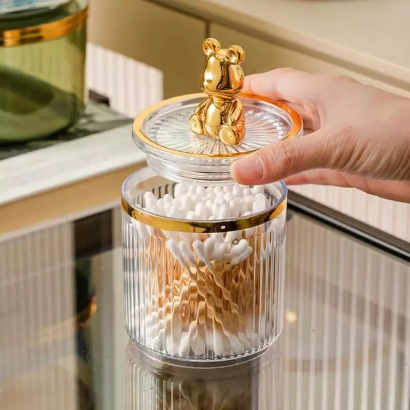 Organizador Acrílico para Cotonetes e Algodão - Armazenamento Prático e Elegante