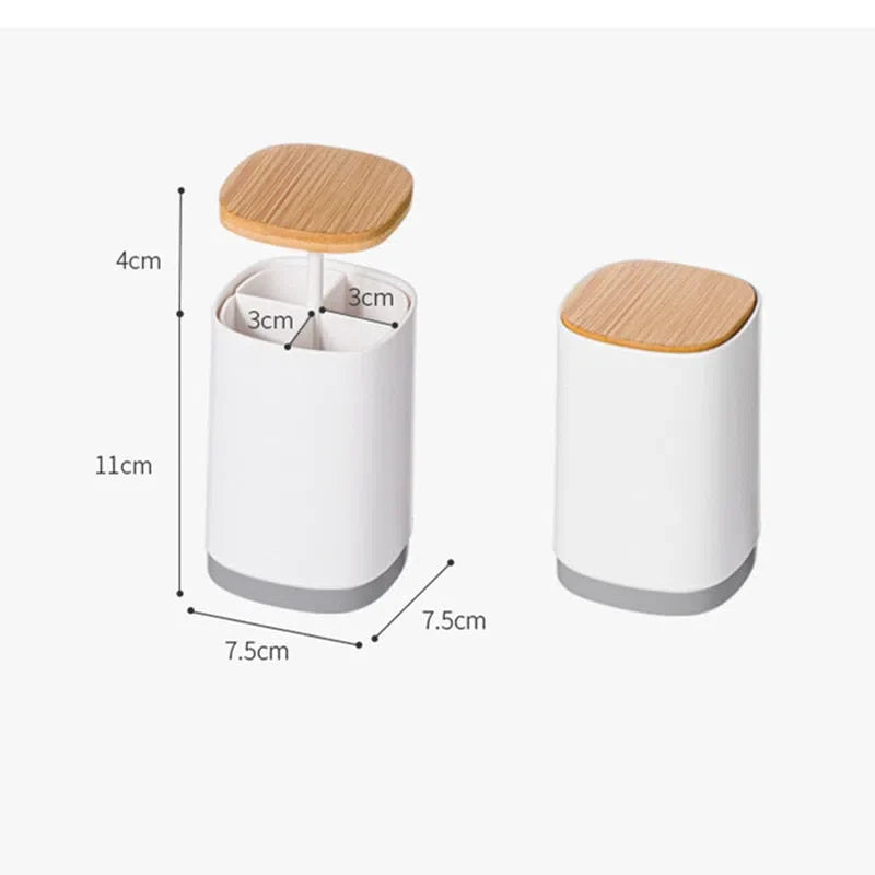 Organizador Automático com Tampa de Bambu para Objetos
