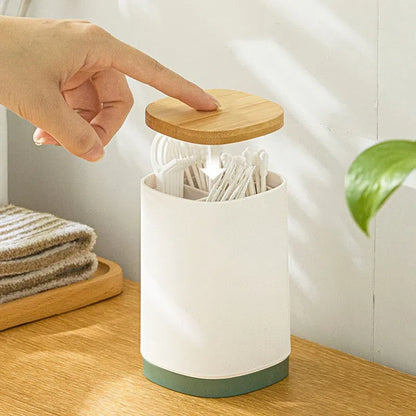 Organizador Automático com Tampa de Bambu para Objetos