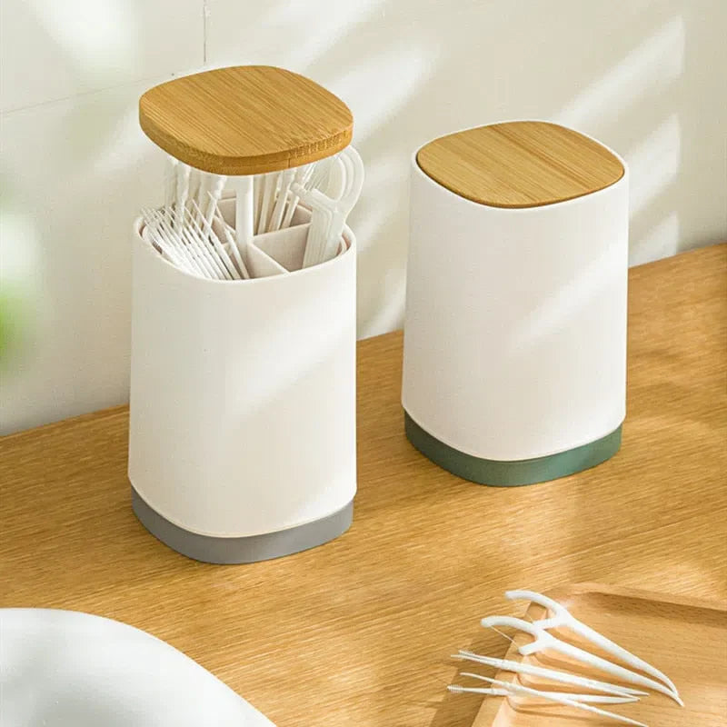 Organizador Automático com Tampa de Bambu para Objetos