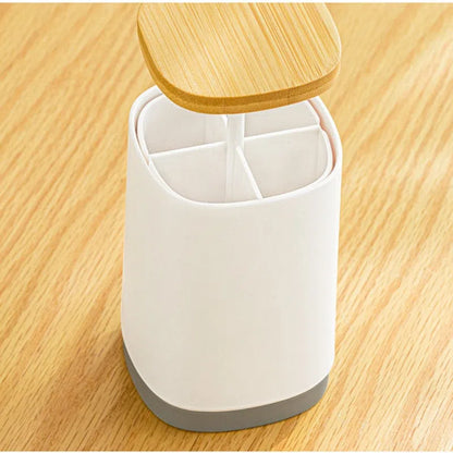 Organizador Automático com Tampa de Bambu para Objetos