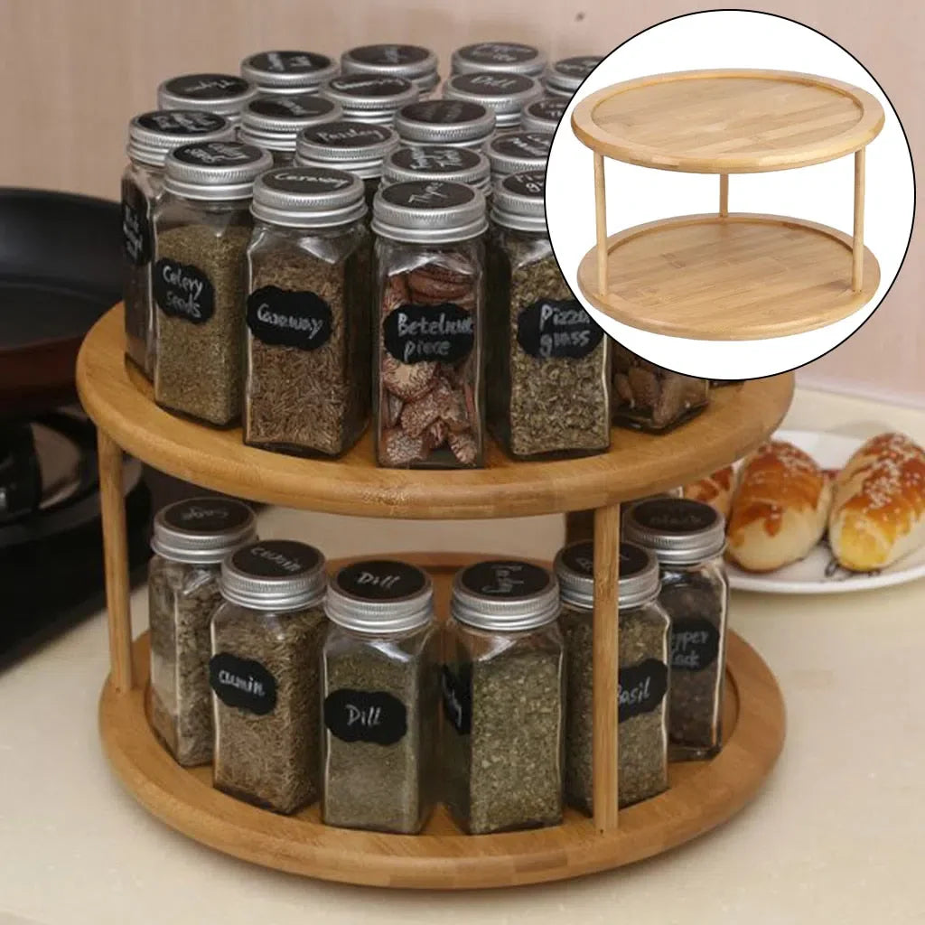 Organizador Rotativo de Bambu para Casa e Escritório