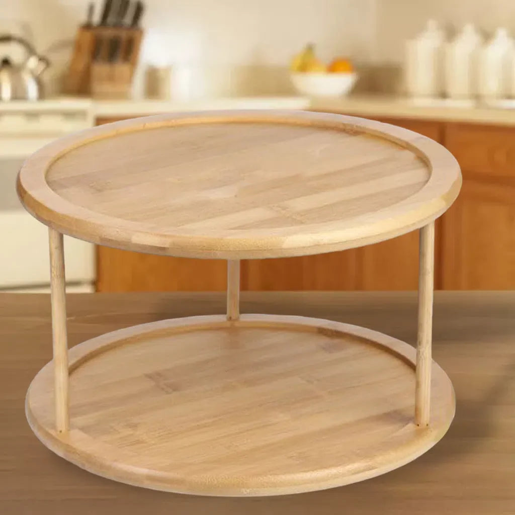 Organizador Rotativo de Bambu para Casa e Escritório