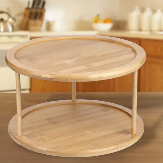 Organizador Rotativo de Bambu para Casa e Escritório
