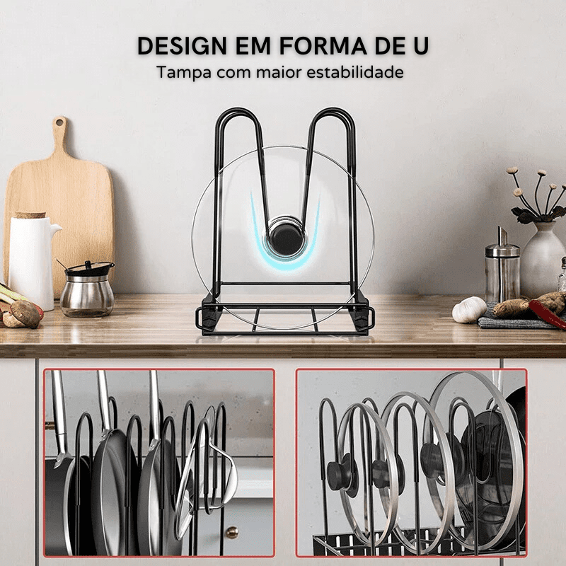 Organizador de Panelas e Tampas para Armário de Cozinha - Prático e Funcional