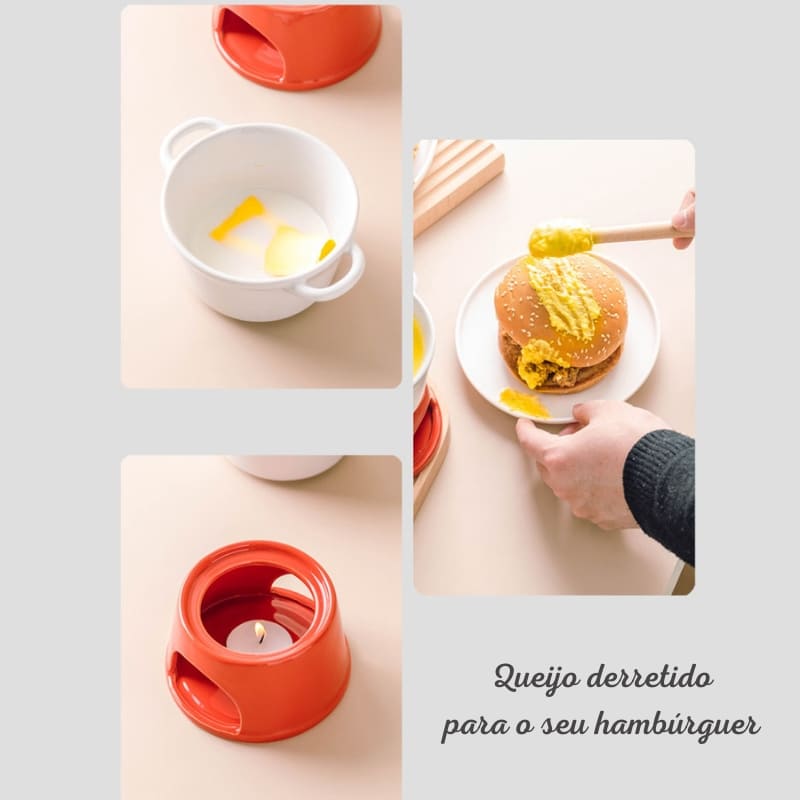 Panela de Fondue Cerâmica para Queijo e Chocolate